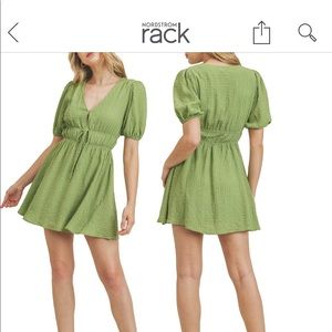 Deep v neck tie waist mini dress